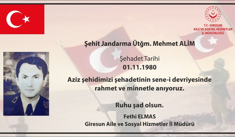 Şehit  Jandarma Ütğm Mehmet ALİM Şehadetinin Sene-i Devriyesi