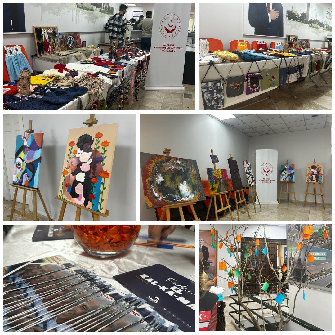 #25KasımKadınaYönelikŞiddetleMücadeleGünü kapsamında''Kadının İş ve Aile Hayatına Uyumunun Güçlendirilmesi'' konulu panelimizin girişinde kadınlarımızın birbirinden güzel el sanatları ve sıfır atık ürünleri ile resimleri sergilendi.