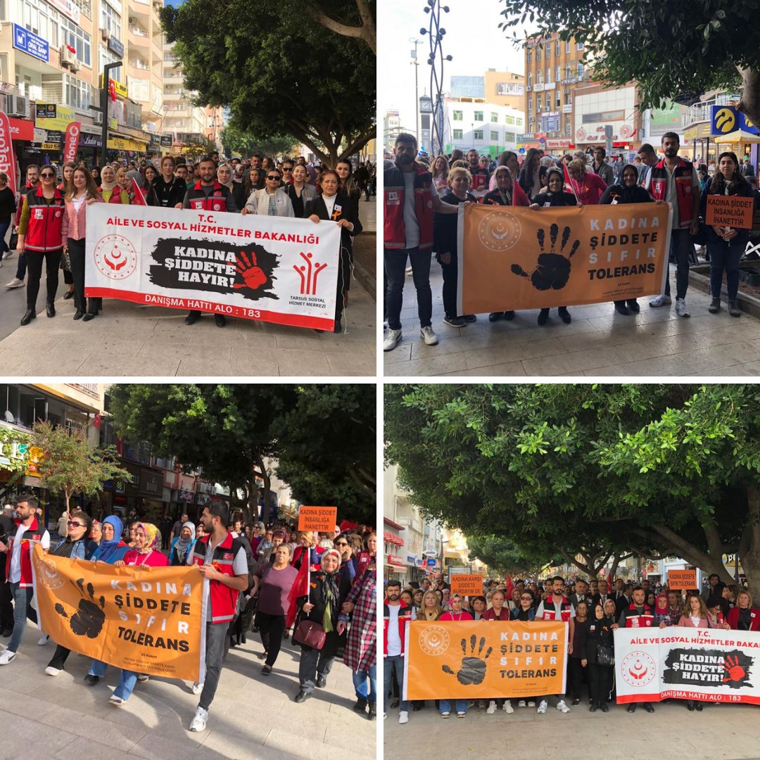 TarsusSHM'nin #25KasımKadınaYönelikŞiddetleMücadeleGünü'nde düzenlediği farkındalık yürüyüşüne ilçe kaymakamımız,kamu kurum/kuruluşları,STK'lar, personellerimiz ve vatandaşlarımız katıldı. Yürüyüş sonrası oluşturulan platforma el izi bırakıldı.