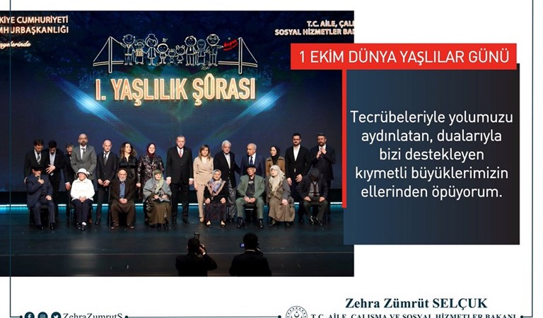 Aile, Çalışma ve Sosyal Hizmetler Bakanı Zehra Zümrüt Selçuk, 1 Ekim Dünya Yaşlılar Günü dolayısıyla Ankara’da 75. Yıl Huzurevi’ni ziyaret etti.