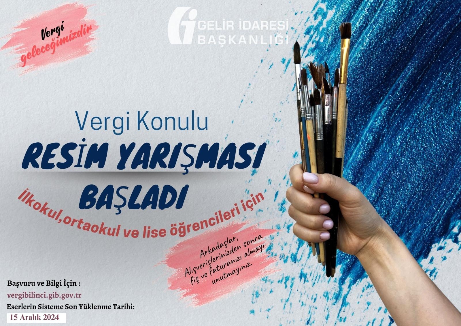 Gelir İdaresi Başkanlığınca; kamuoyunda vergi bilincinin oluşturulması, genç nesillerde vergi bilincinin daha küçük yaşlarda gelişmesini sağlamak üzere, ilkokul, ortaöğretim, lise ve dengiokullarda "Vergi konulu resim yarışması" düzenlenmektedir. Son yükleme tarihi 15 Aralık'tır.
