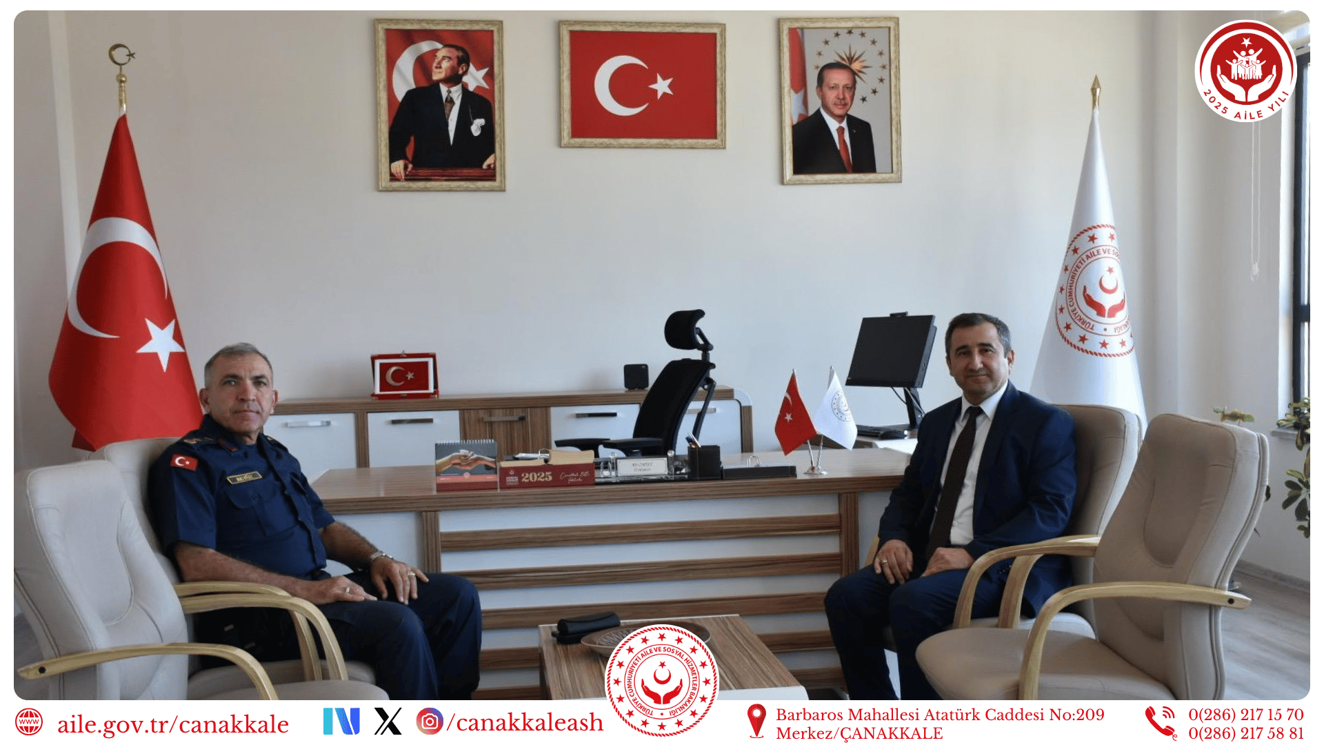 İl Jandarma Komutanı Cemalettin AKYÜZ, İl Müdürümüz Ali ÖMÜT’ü Ziyaret Etti