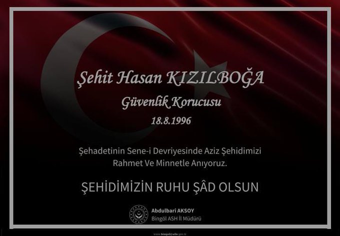 Şahedetinin sene-i devriyesinde şehidimize rahmet diliyoruz. Mekanı cennet makamı Âli olsun. 