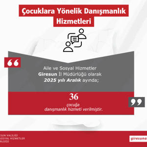 Giresun Aile ve Sosyal Hizmetler İl Müdürlüğü olarak Bakanlığımız hizmetleri ilimizdeki Aralık Ayı Verileri; - fotoğraf 7
