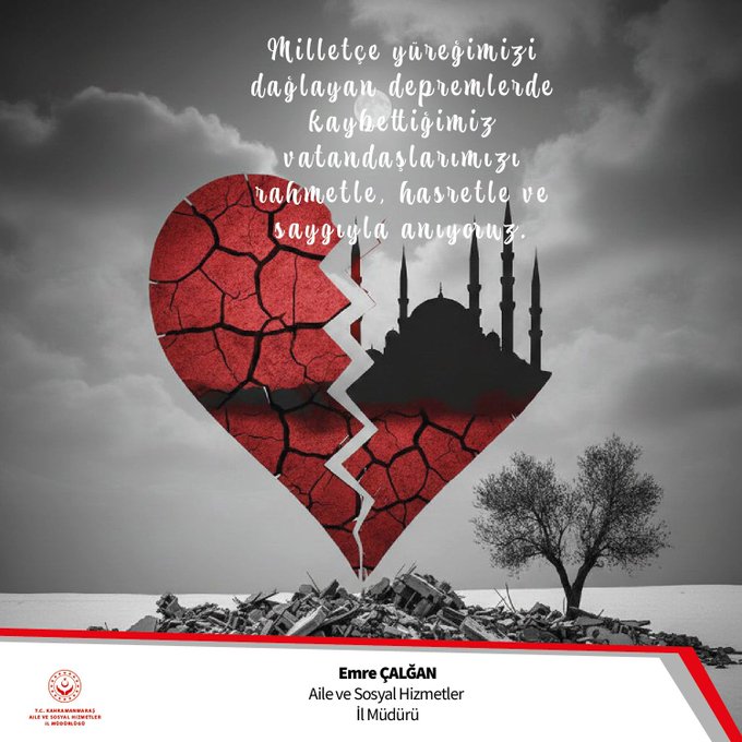 İl Müdürümüz Emre Çalğan'ın 6 Şubat Depremlerinin Yıl Dönümü Mesajı 
