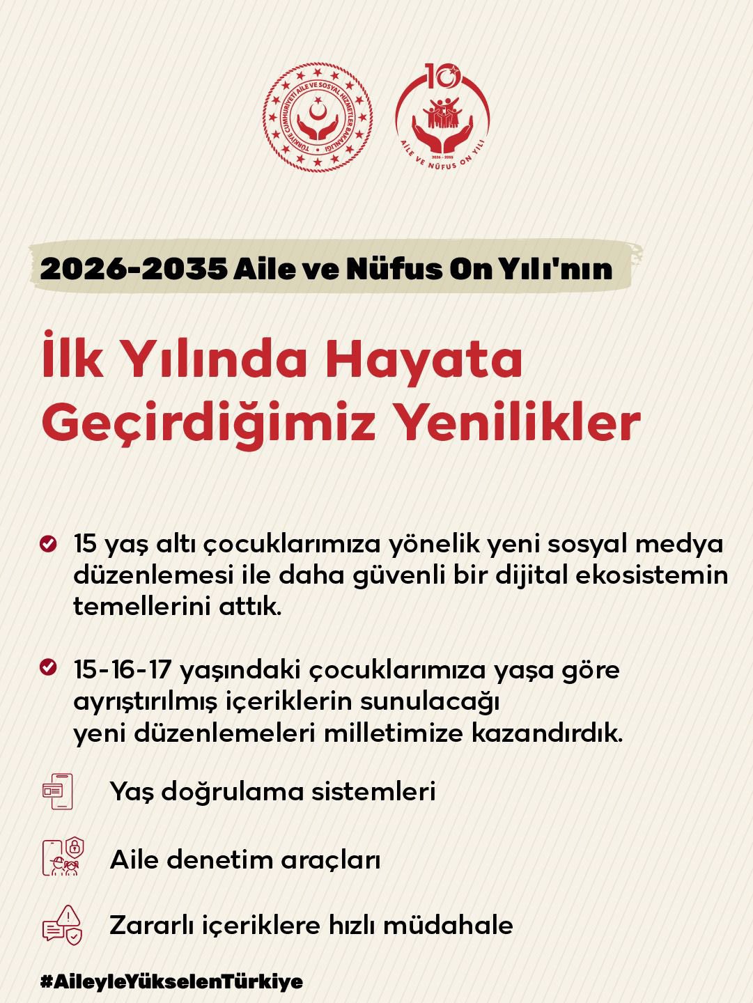 Aile ve Nüfus On Yılı'nın ilk icraatlarını hayata geçirdik.
