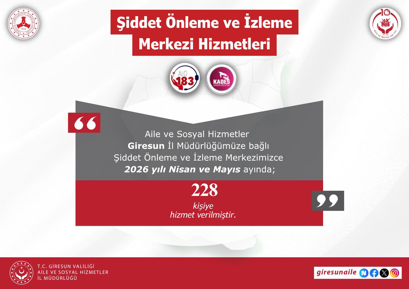 Nisan ve Mayıs Ayında Şiddet Önleme ve İzleme Merkezi Hizmetleri