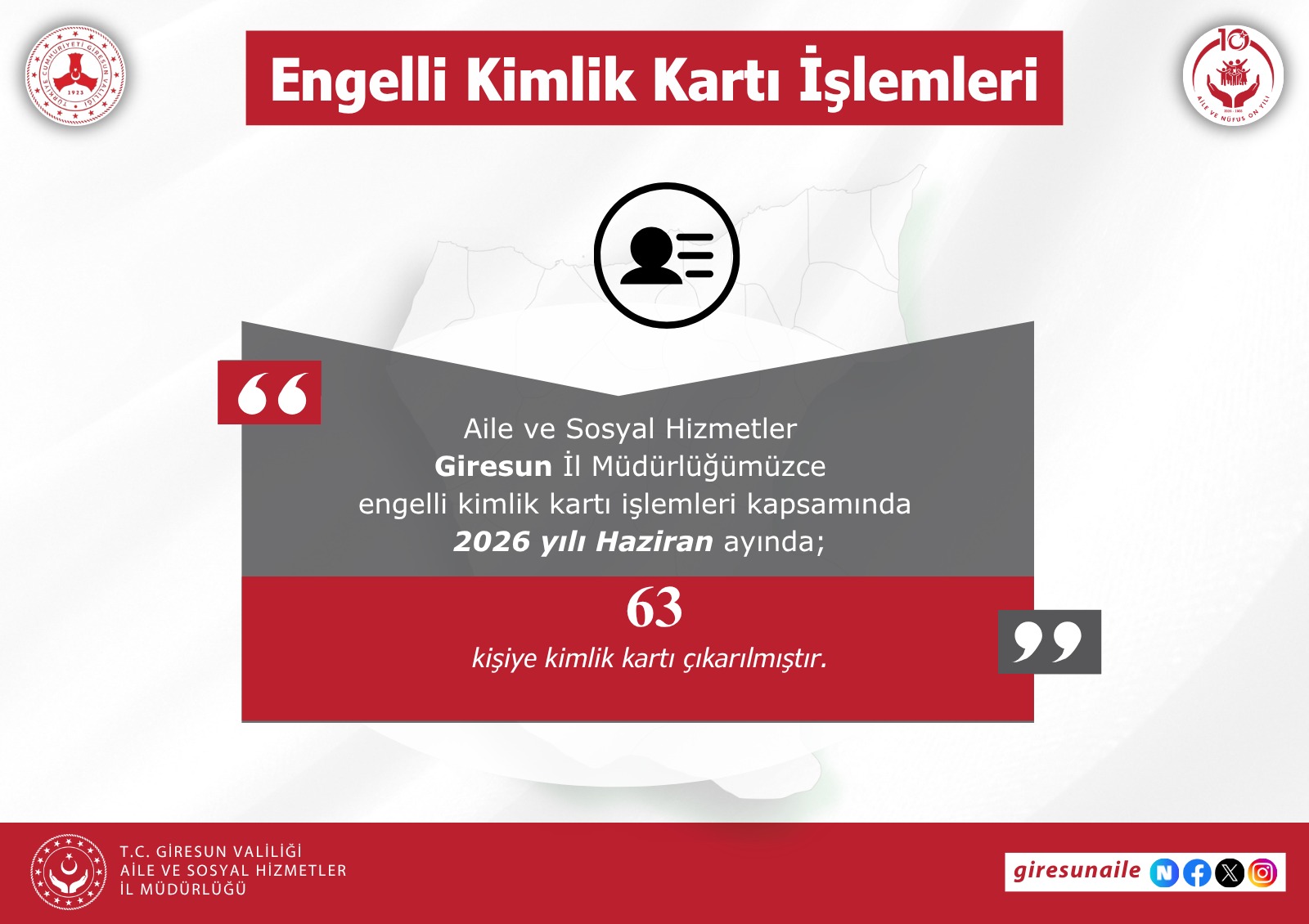  Engelli Kimlik Kartı İşlemlerimiz Devam Ediyor