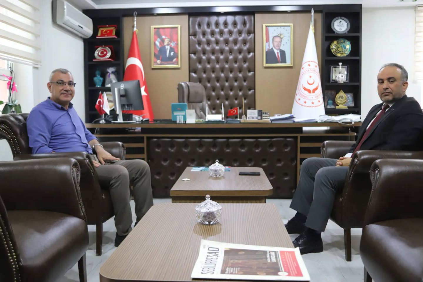 Denetimli Serbestlik Müdürü Sayın Mustafa Güday, İl Müdürümüz Sayın Arif Topal’ı Makamında Ziyaret Etti