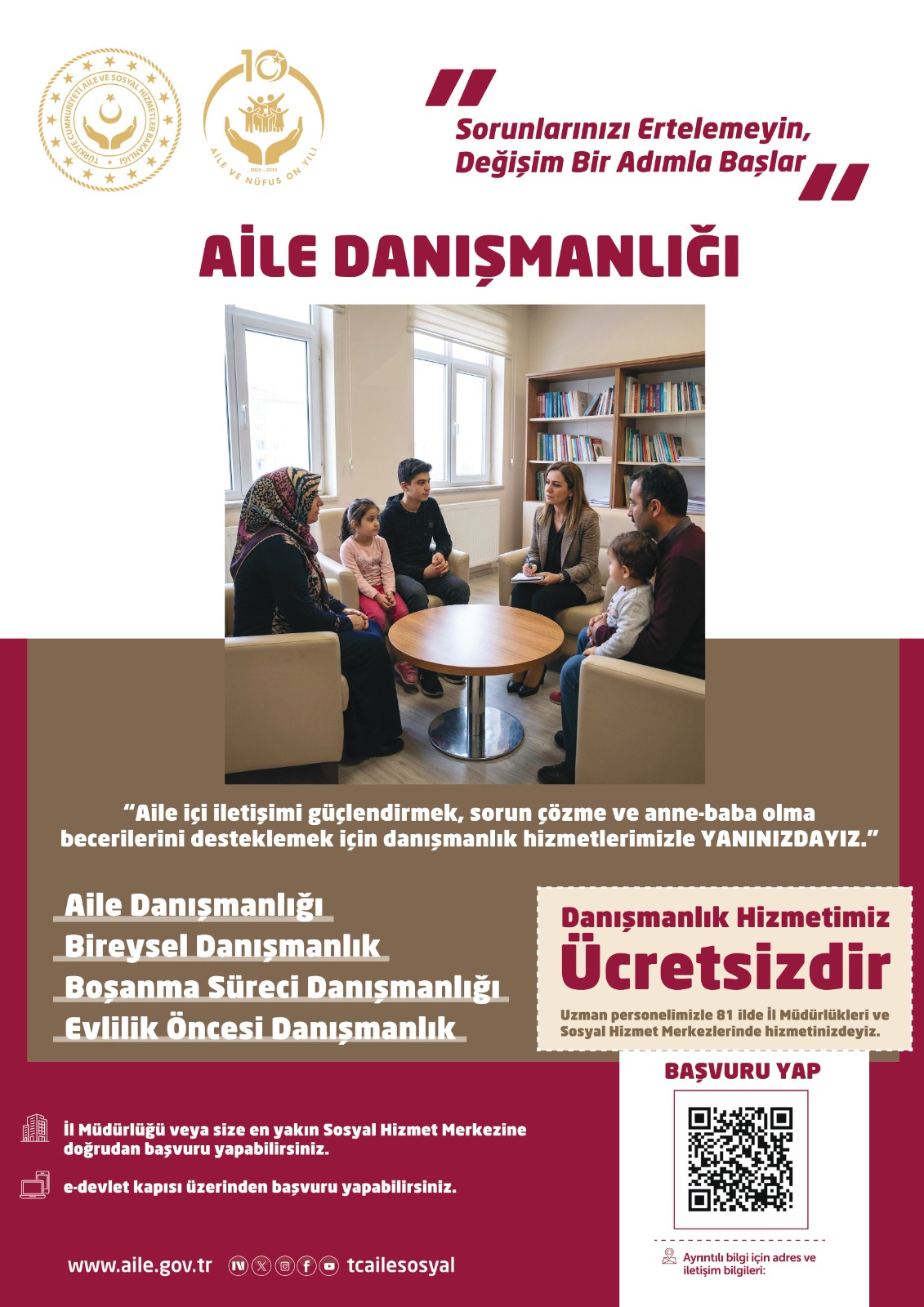 Bakanlığımız Tarafından Sunulan Aile Danışmanlığı Hizmeti