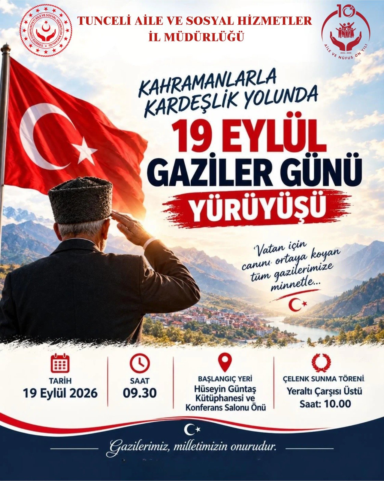 Kahramanlarla Kardeşlik Yolunda 19 Eylül Gaziler Günü Yürüyüşü