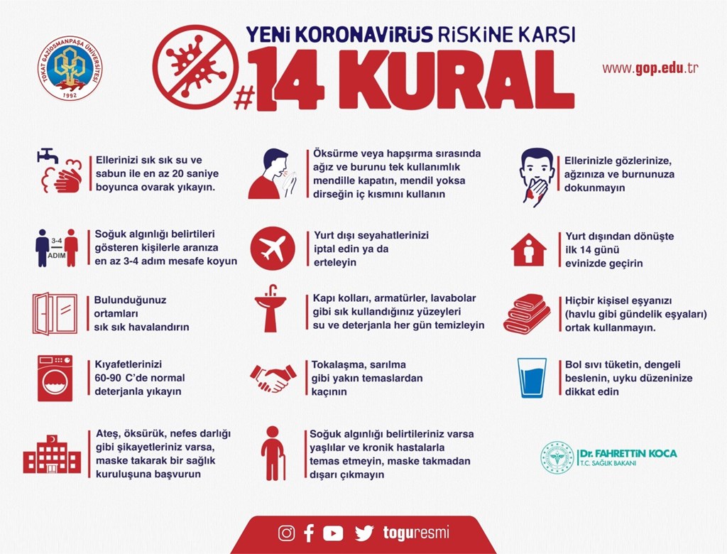 Yeni Koronavirüs Riskine Karşı 14 Kural