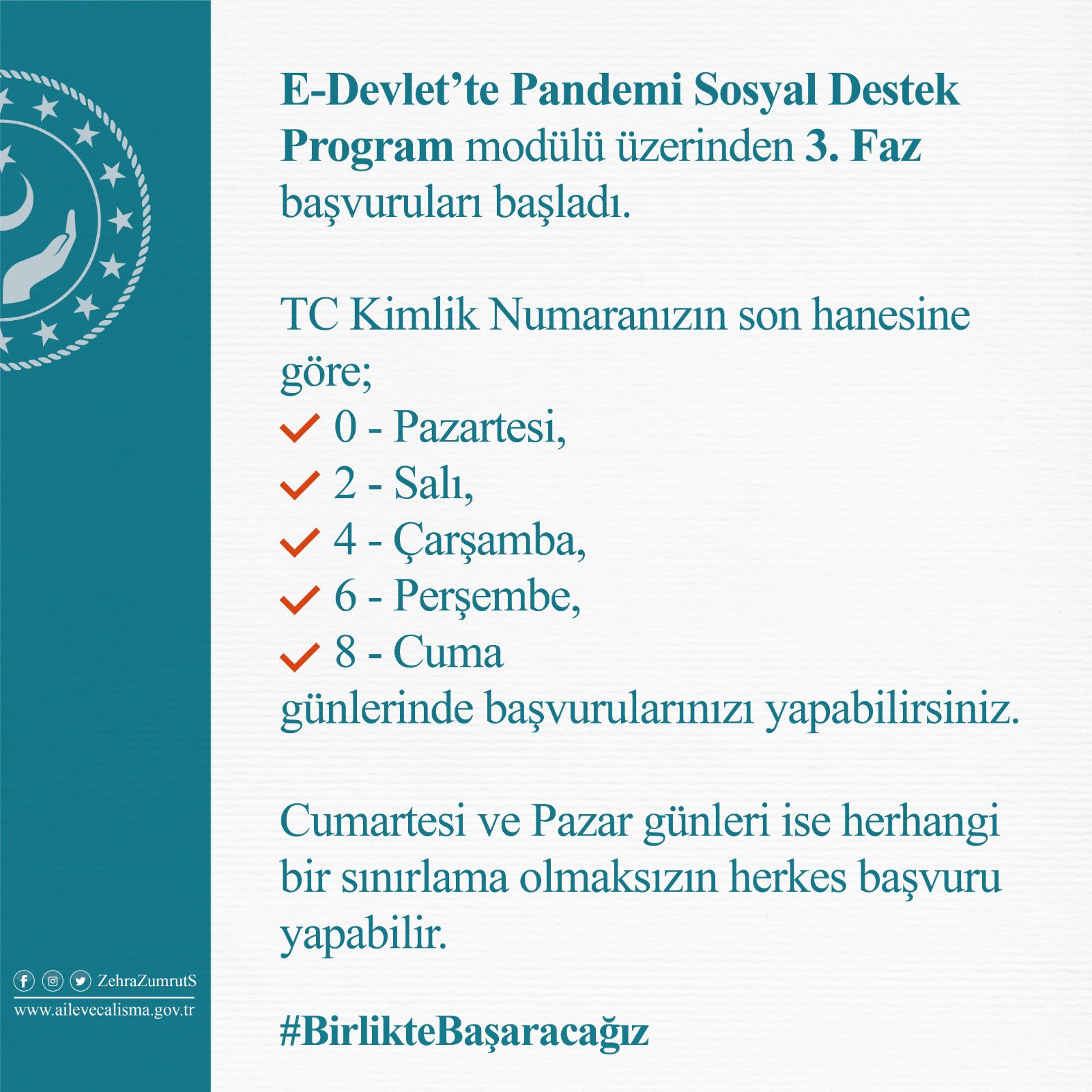  E-Devlet’te Pandemi Sosyal Destek Program Modülü Üzerinden Talep Bazlı 3. Faz Başvurularımız Başladı