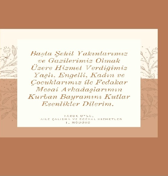 KURBAN BAYRAMINIZI TEBRİK EDERİZ