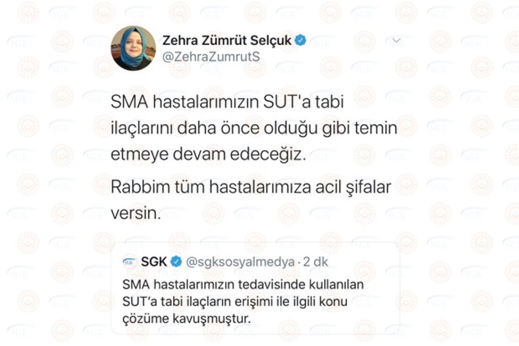 Bakan Selçuk: “SMA Hastalarımızın SUT’a Tabi Olan İlaçlarını Temin Etmeyi Sürdüreceğiz”