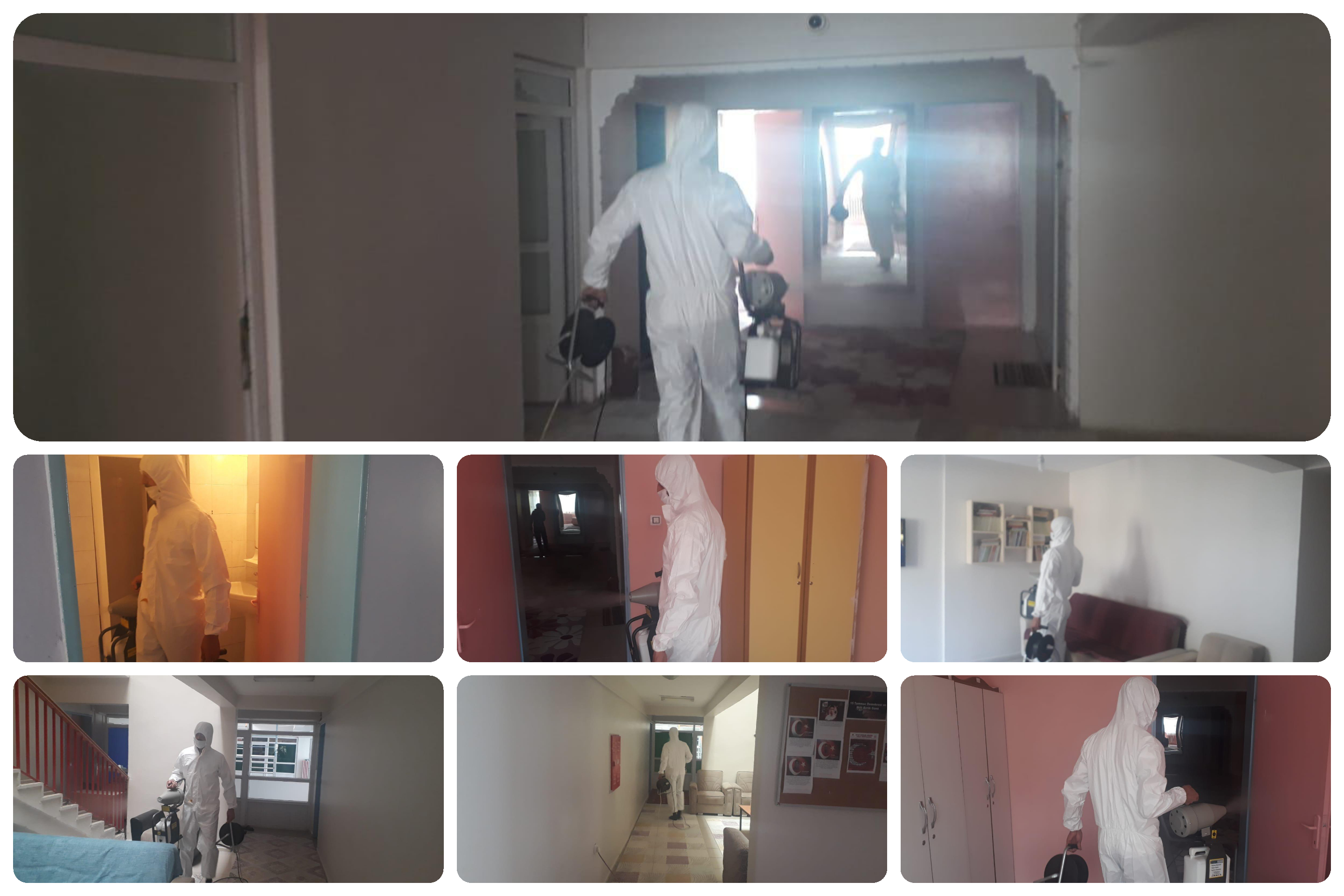 Dezenfekte işlemleri devam ediyor.