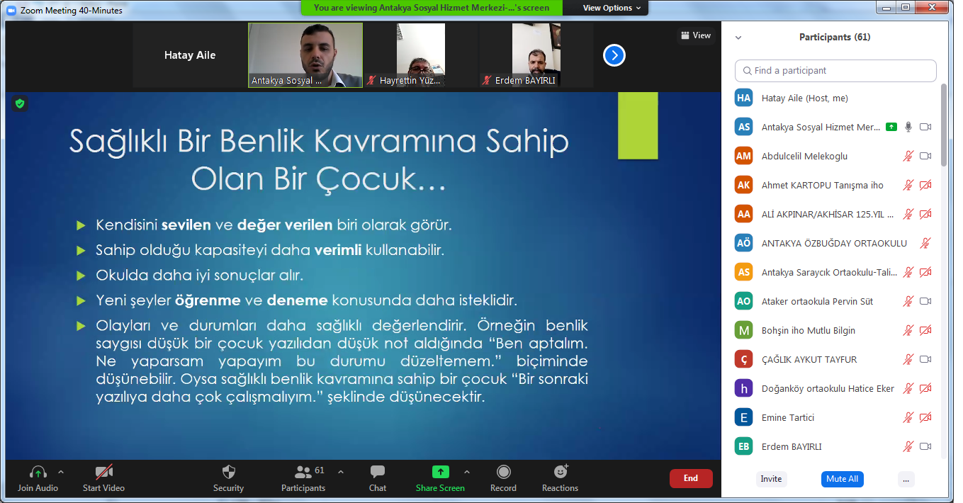 Antakya İlçesi Ortaokul İdarecilerine "Hayatın ilk Çeyreği" Konulu Eğitim Verildi.