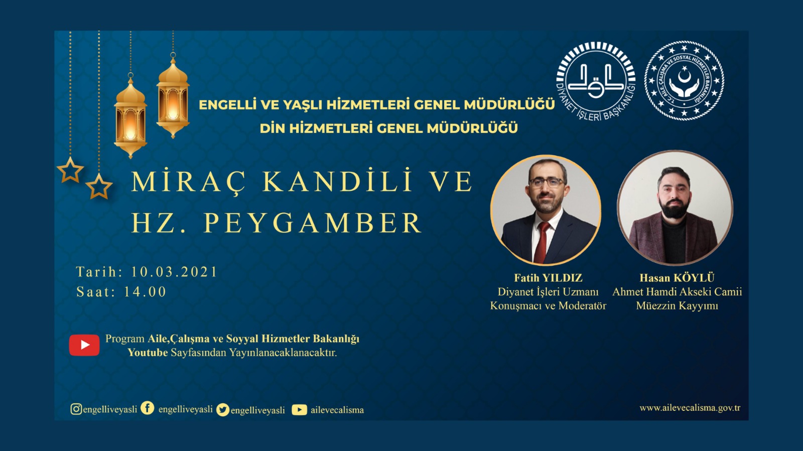 Diyanet İşleri Başkanlığı ile Engelli ve Yaşlı Hizmetleri Genel Müdürlüğü İşbirliğinde Huzurevi Sakinlerine Özel Miraç Kandili Programı Düzenlendi