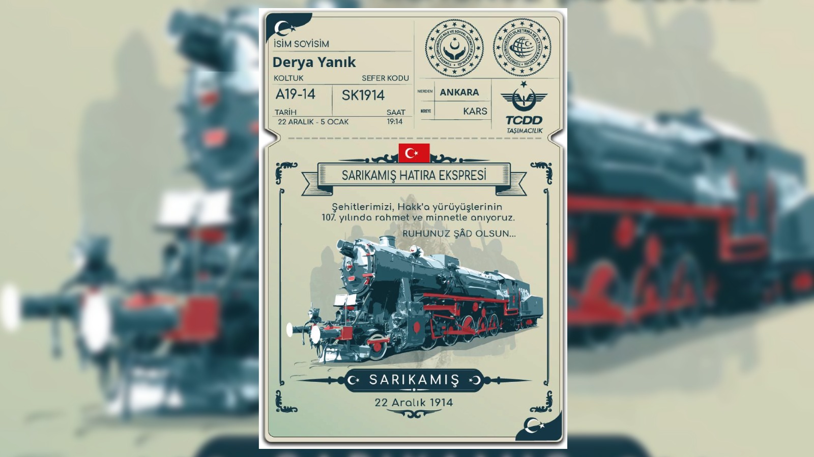 Sarıkamış Kahramanları Anısına Sanal Sarıkamış Hatıra Ekspresi