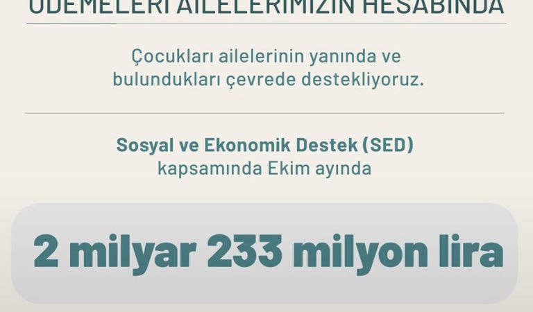 Sosyal ve Ekonomik Destek (SED) Hizmetimizle Çocuklarımızın Geleceğine Destek Oluyoruz